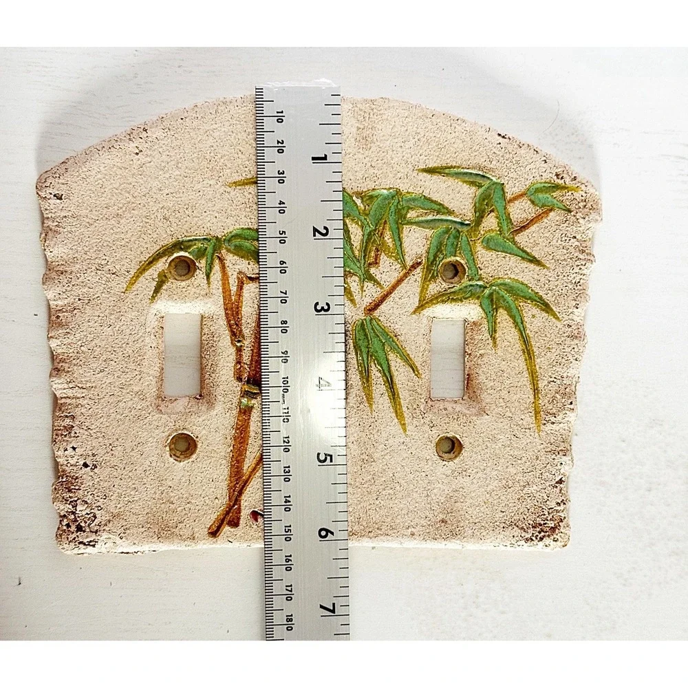 Vintage Ceramic Bamboo Light switch Covers. Set Of 2. 7